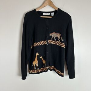 Vintage Marisa Christina Hand Knit Cardigan Sweater  zoo Womens Large